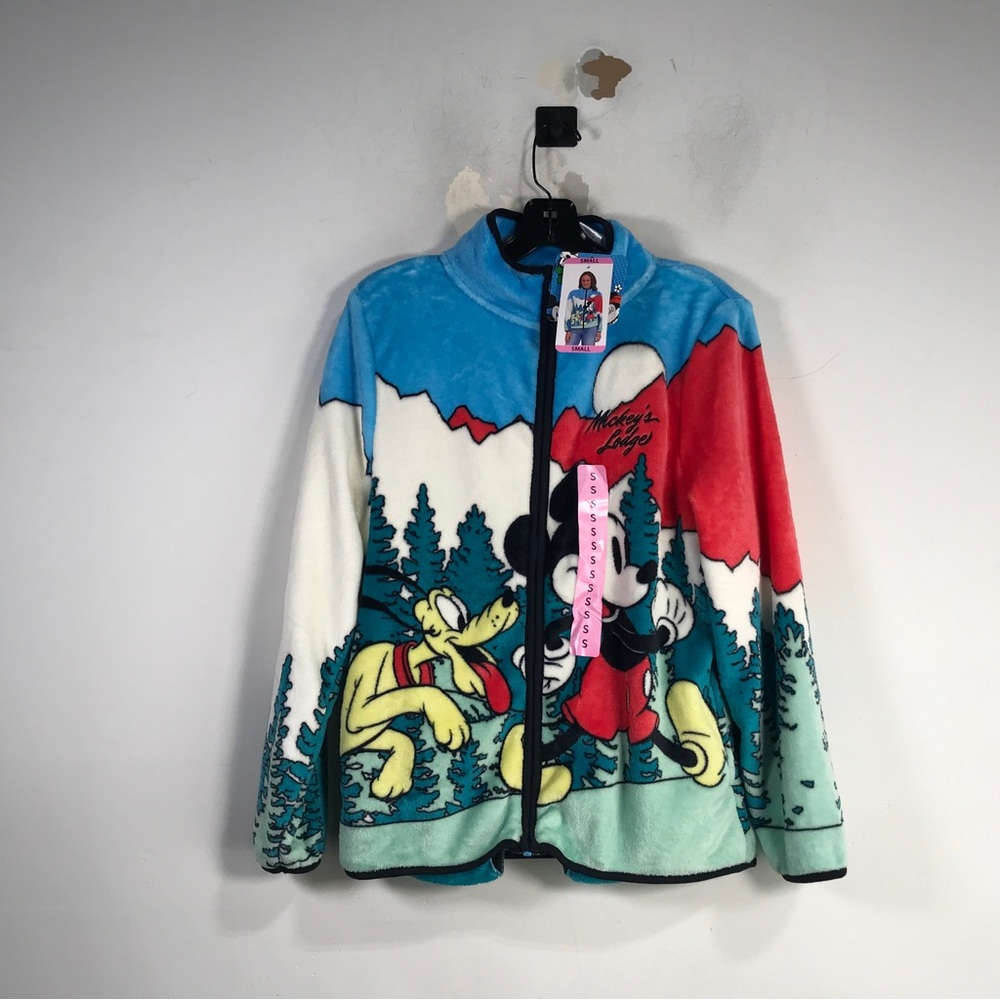 Disney Mickey & Friends Sherpa Zip Jacket, Women's Size S - Blue/Multicolor